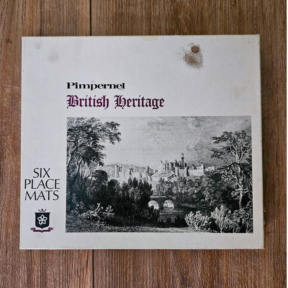 Pimpernel British Heritage Small Place Mats Coasters Set of 6 Green Gold Box VTG